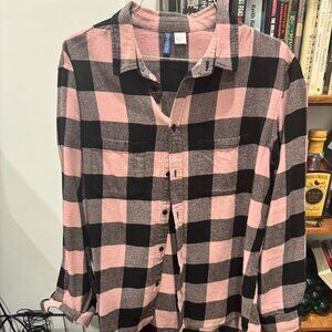 Pink and Black Flannel Men's L